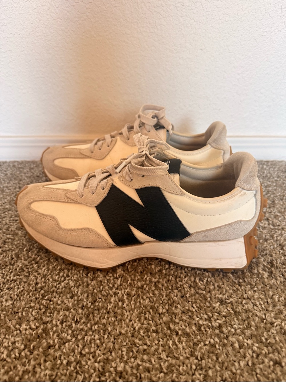 New Balance women’s 327, white and black